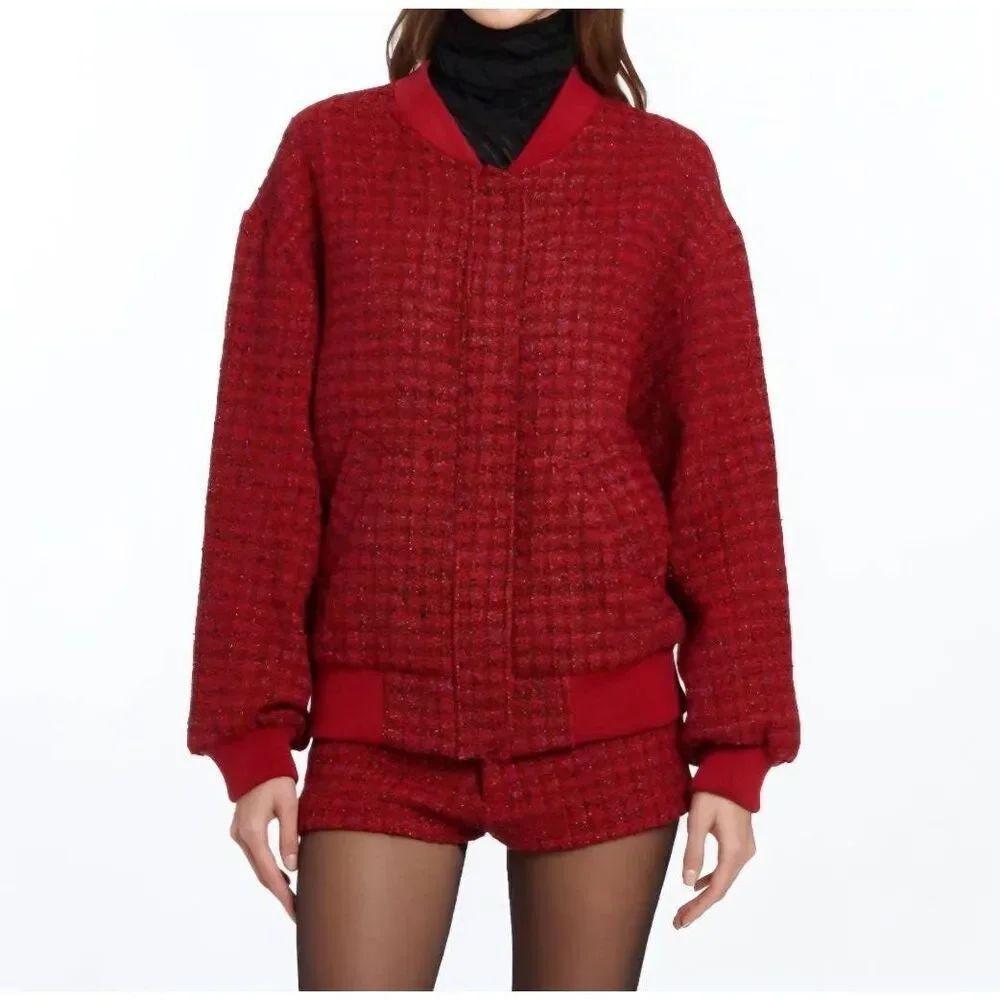 NWT Amanda Uprichard Vero Bomber Jacket In Durham Tweed sz Small